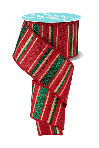 RGF191324 2.5" x 10yd Horizontal Stripe Red/Emerald/Gold
