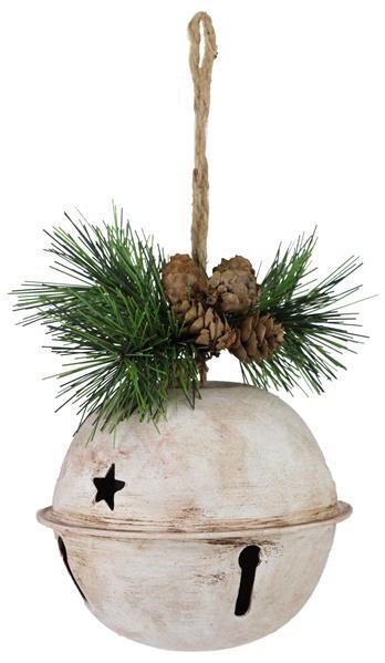 XY921342 4.75"Dia Decorated Jingle Bell Antique White