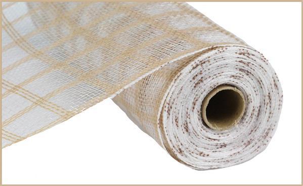RY830618 10.25"X10yd Faux Jute Check Mesh Natural