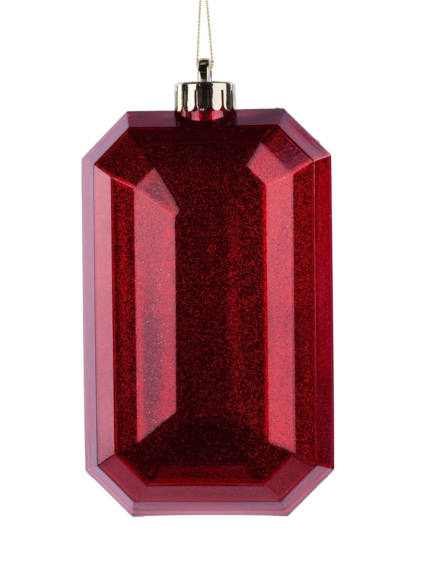 XJ717024 7"L x 4"W Glitter Rectangle Gem Orn Red