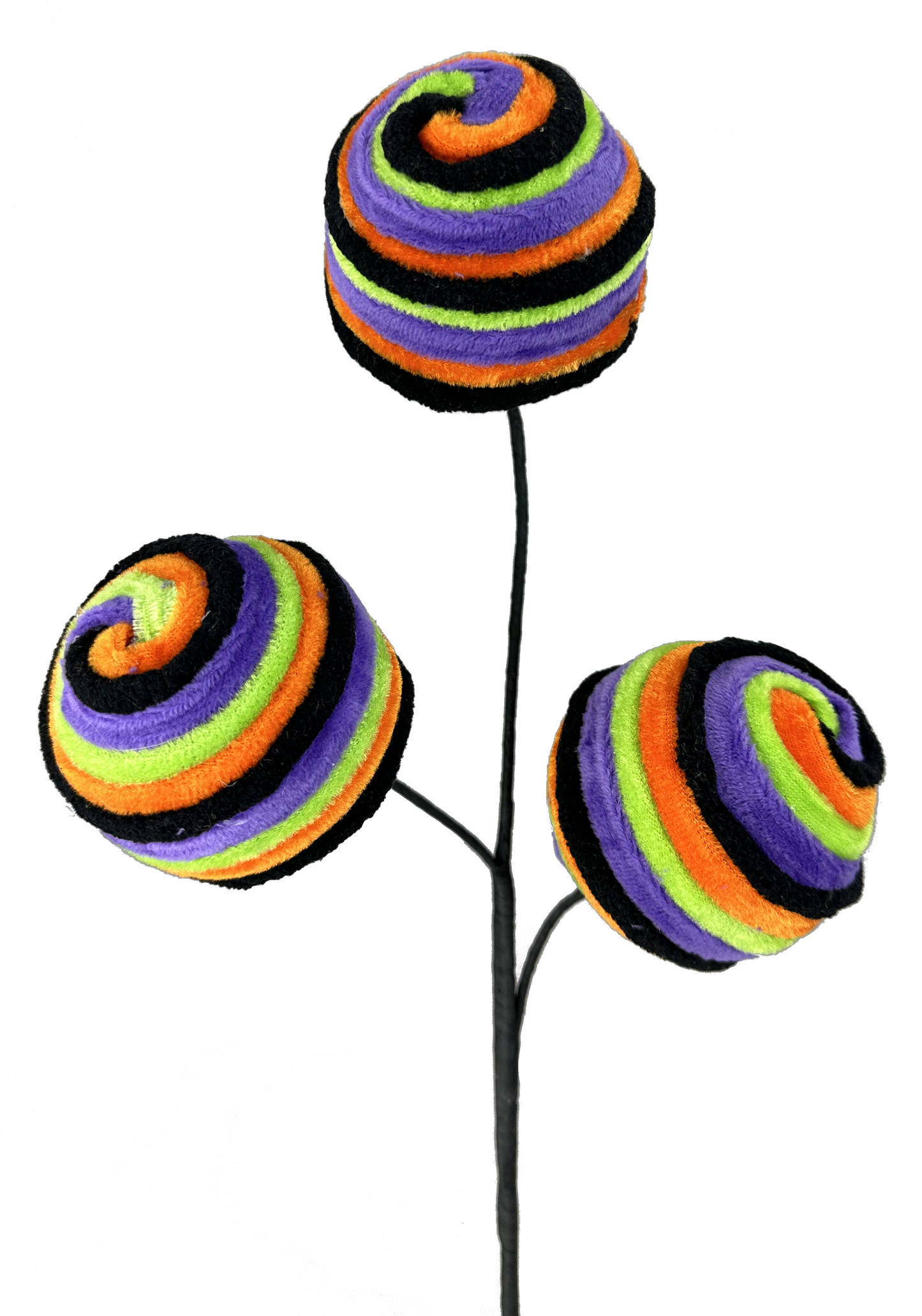 57028HAL Chenille Stripe Ball Pick x 3 H16 Black/Orange/Green