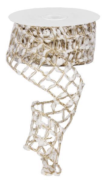 RW7221N7 2.5" X 10Yd Jute Netting W/Snowball Natural/White