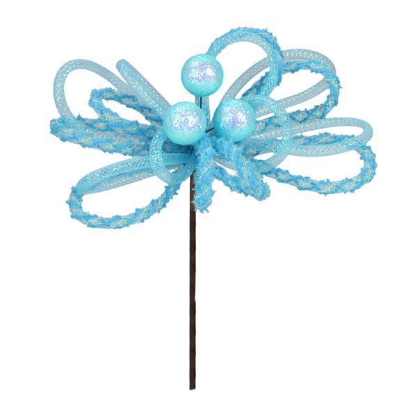 XP381934 12"L Snowdrift/Tinsel Glitter Ball Pick Turquoise