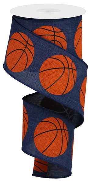 RGA151619 2.5" x 10yd Bold Basketball On Royal Navy Blue/Orange/Black