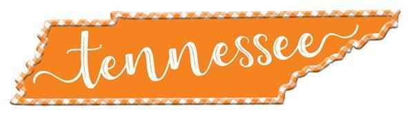 MD1142 15.25"LX3.75"H Tennessee Shape Sign Orange/White