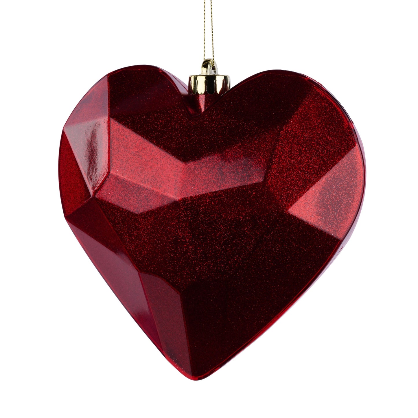 HV920724 7.25" Glitter Gem Heart Ornament Red