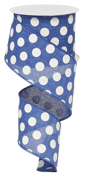 RX9146WR 2.5" x 10yd Medium Multi Dots Royal Blue/White