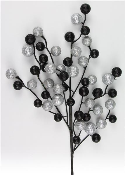 XP3800A5 17"L Round Mixed Glitter Ball Pick Black/Silver