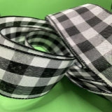 RG01800TW 2.5" x 10yds Plaid Check Wired Edge Ribbon Moss Green/Ivory