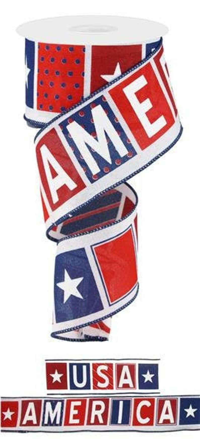 RG01797A1 2.5" x 10yd America/Usa Blocks White/Red/Blue
