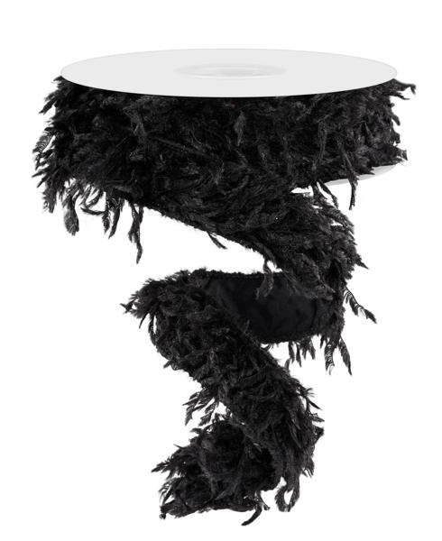 RN588402 1.5" x 10yd Furry Ribbon Black