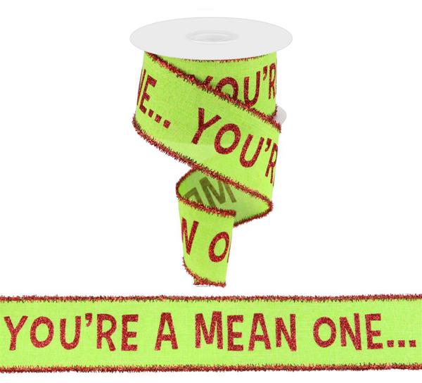 RGA839633 2.5" x 10yd You're A Mean One Tinsel Lime/Red