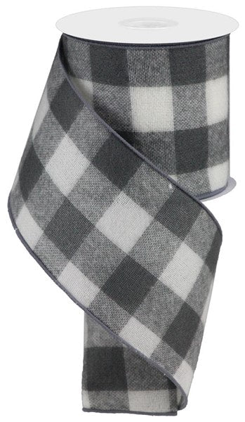 RG0175710 4" x 10yd Fuzzy Large Check Grey/White