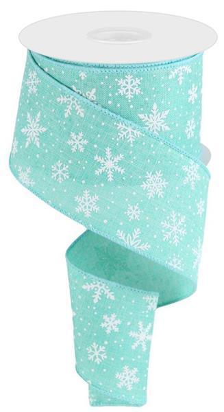 RGC1824AN 2.5" x 10yd Mini Snowflake On Royal Dk Mint/White