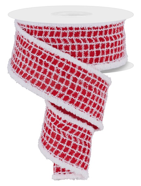 RGC8046F3 2.5" x 10yd Mesh Net Over Faux Royal/Drift Red/White