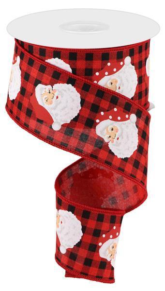 RGC165324 2.5" x 10yd Vertical Santa Heads/Check Red/Multi