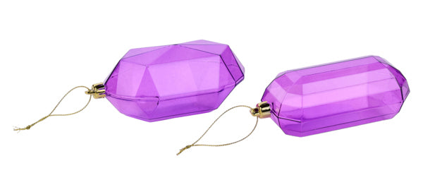 XJ544484 5"L Rectangle Gem Ornament Purple