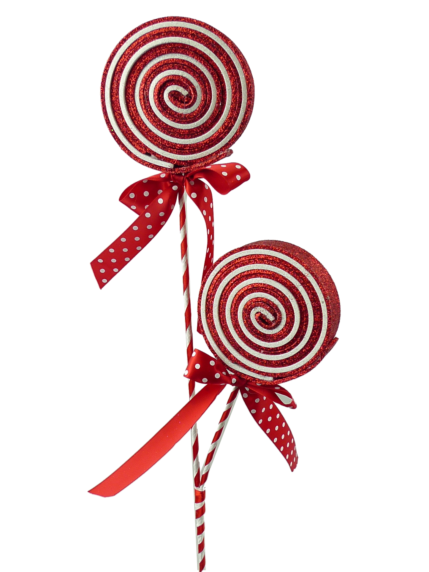 84809RDWT 27"HX4.25DIA Glitter Lollipop Spray Red/White
