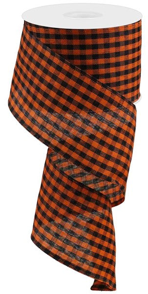 RGA1212P2 2.5" x 10yd Woven Gingham Check Orange/Black
