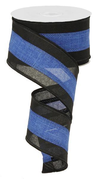 RG01531W8 2.5" x 10yd 2 Color 3-In-1 Royal Burlap Black/Blue