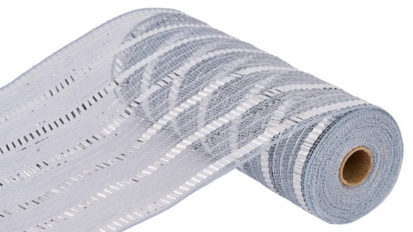 RY851826 10.25" x 10yd x L Wide Foil Stripe Mesh Silver