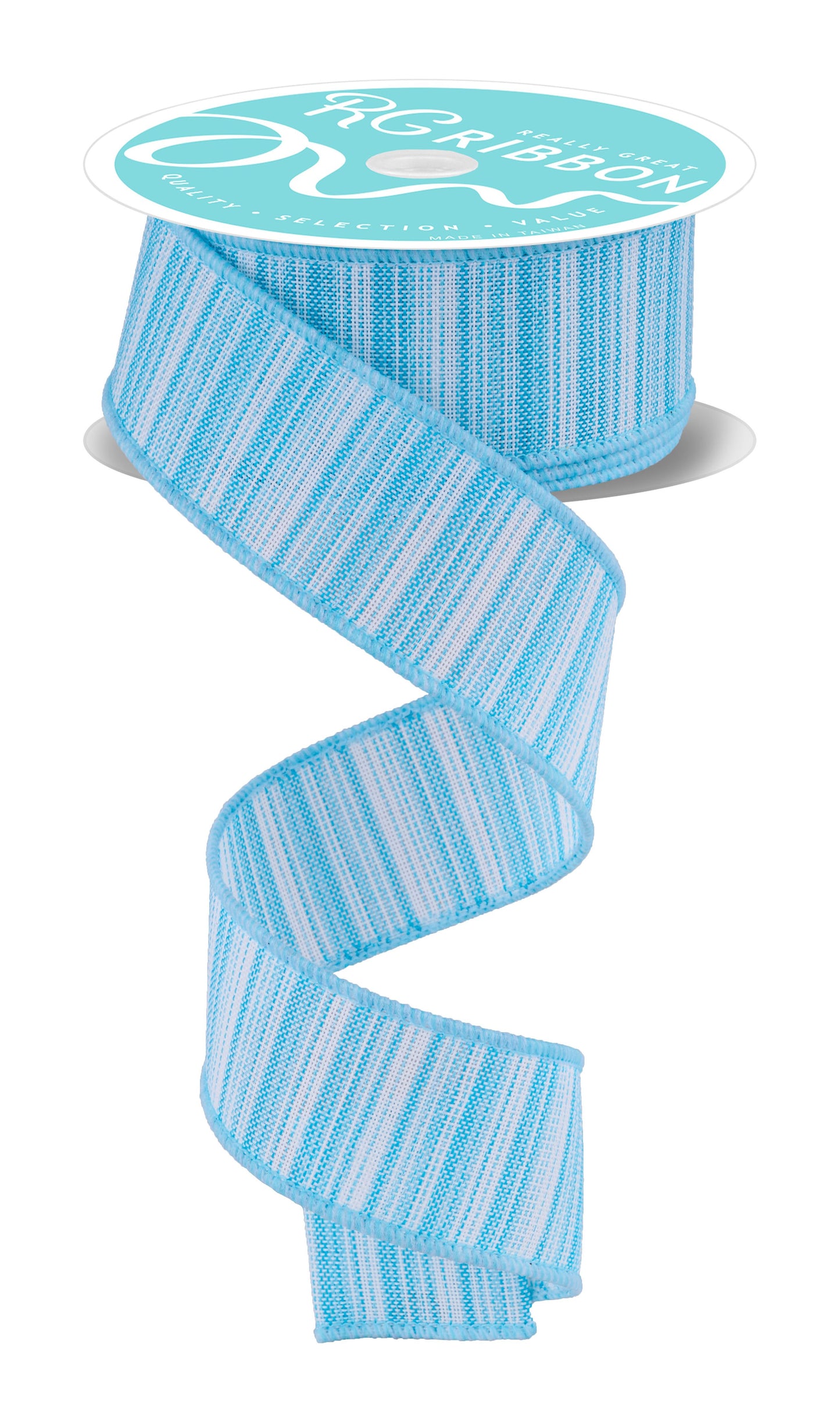 RGF168334 1.5" x 10yd Multi Color Stripe Turquoise/White