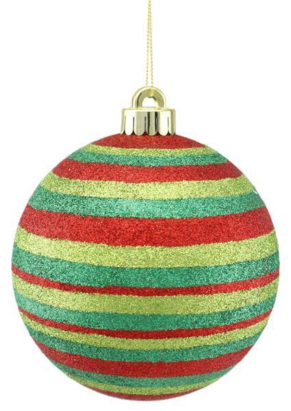 XY8529TR 120Mm Horizontal Stripe Ball Orn Red/Lime/Emerald Green