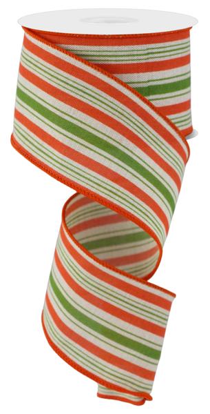 RGC1491K5 2.5" x 10yd Vertical Stripe/Royal Beige/Orange/Moss