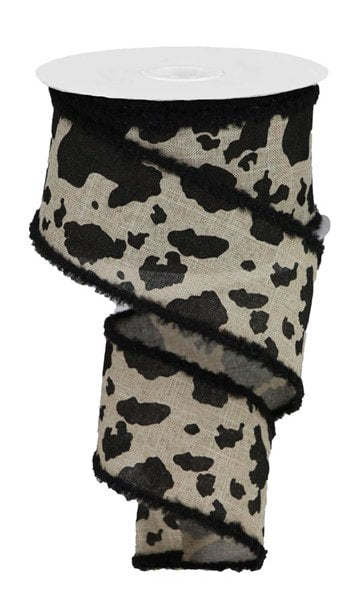 RG0869802 2.5" x 10yd Cow Print/Royal W/Drift Natural/Black