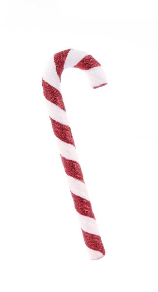 XC113091 10"L Glitter Candy Cane Orn Red/White