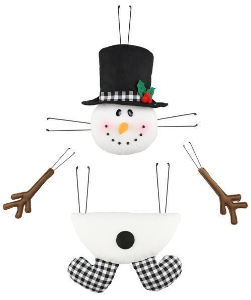 XC6194 4 Piece 27"X 25"L Snowman Décor Kit White/Black/Green/Red