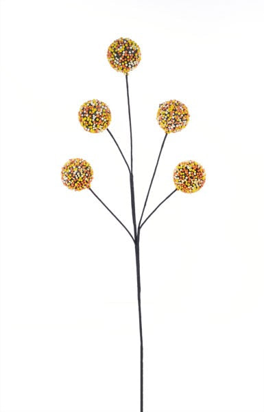 XS123035 22"L Glitter Beaded Ball Spray Black/Orange/Yellow/White