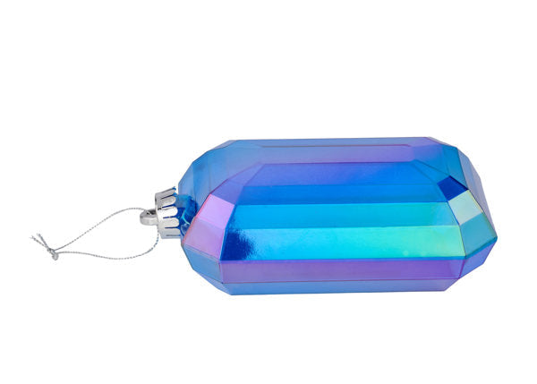 XJ552525 7"L x 4"W Iridescent Rectangle Gem Orn Iridescent Royal Blue