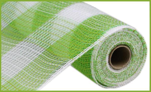 RY831566 10.25" x 10yd Faux Jute/Pp Large Check Fresh Green/White