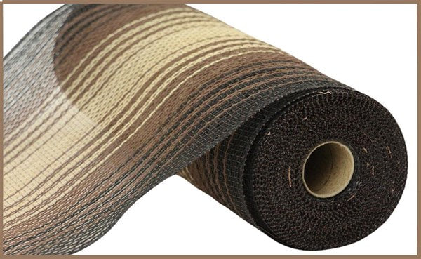 RY8333Y2 10.25" x 10yd Faux Jute Ombre Mesh Chocolate/Black/Natural