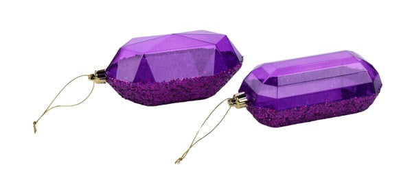 XJ552384 5.25"L Laser Glitter Gem Ornament Purple