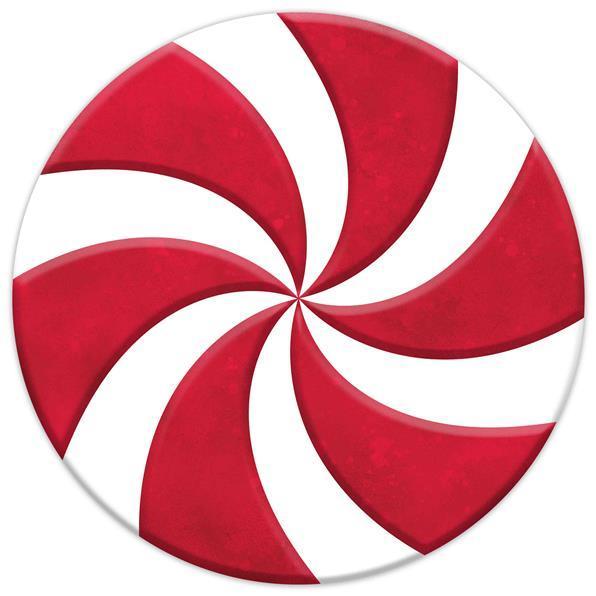 MD060030 12"Dia Metal/Embossed Peppermint Red/White