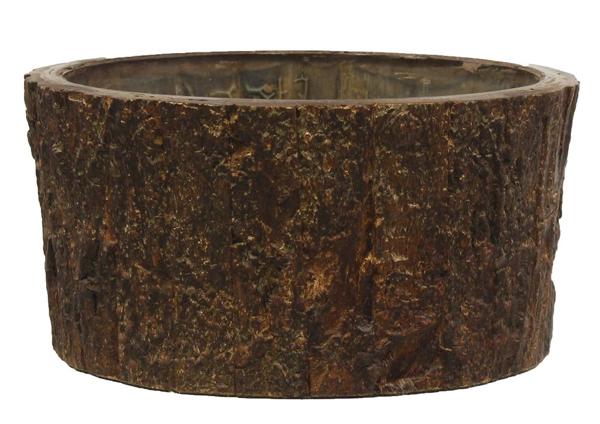 AB2380 7.5"Dia x 4"H Bark Covered Glass Vase Natural W/Lacquer Material: Mango/Glass