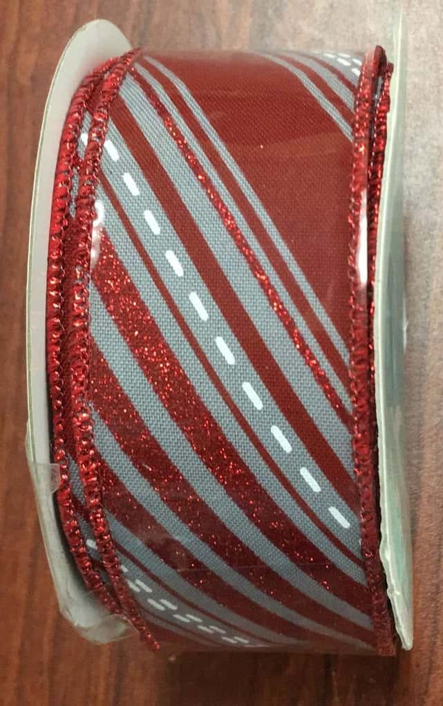 RGB120810 1.5" x 10yd Slanted Lines Grey/Red/White