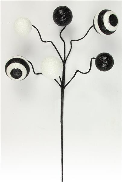 XS9944M9 17"L Stripe/Solid Glitter Ball Pick Black/White