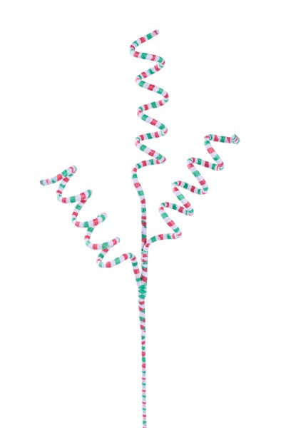 FH8115A7 25"L Striped Paper Curly Spray x 3 Red/Green/White