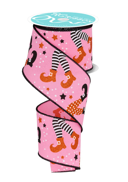 RGF138122 2.5" x 10yd Witch Legs Pink/Orange/Black/White