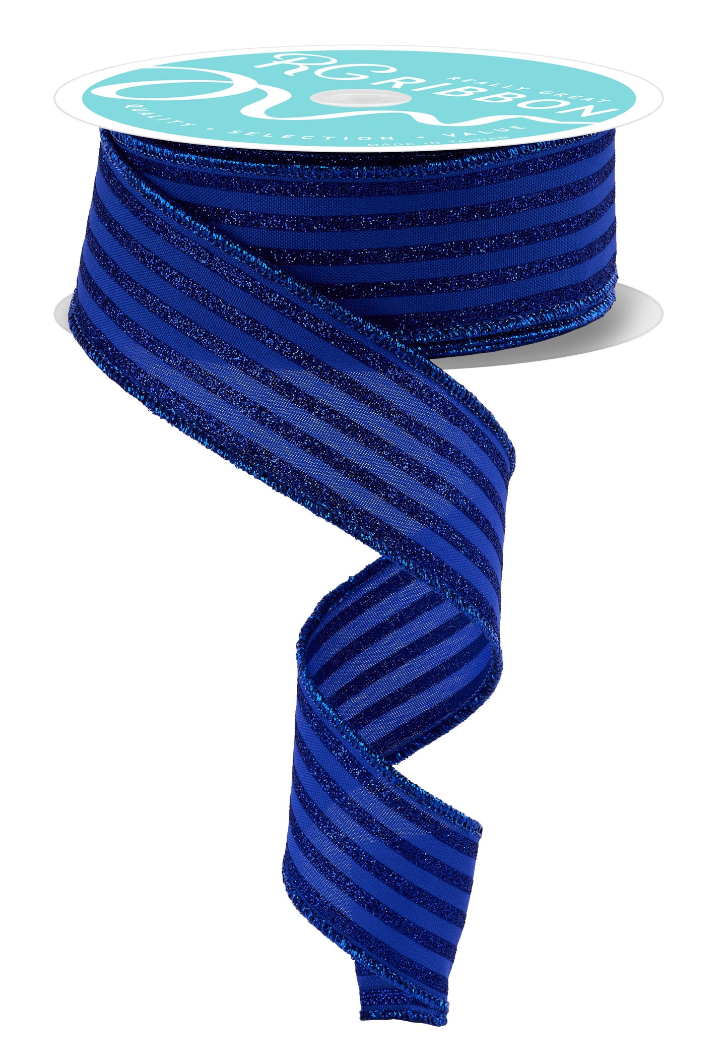 RGF197225 1.5" x 10yd Glitter Vertical Stripe Royal Blue