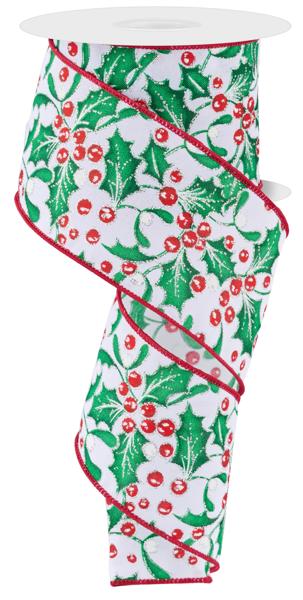 RGF106627 2.5" x 10yd Holly Berry/Mistletoe Wht/Grn/Red/Silver