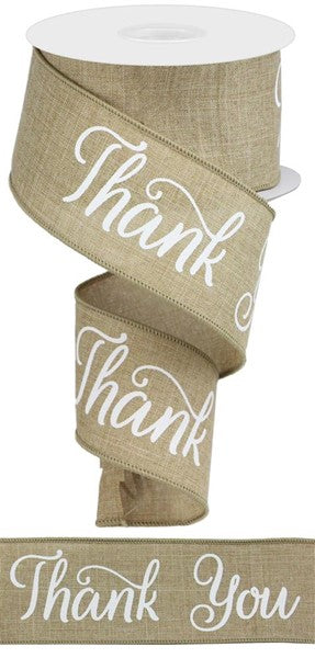 RGA113101 2.5" x 10yd Thank You On Royal Lt Beige/White