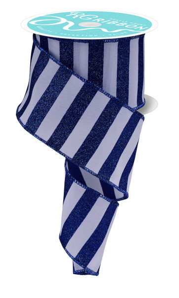 RGF1967WR 2.5" x 10yd Horizontal Glitter Stripes White/Royal Blue