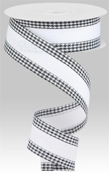 RGA1098WK 1.5”x10YD Royal Burlap Gingham Edge Wht/Blk