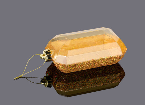 XJ552708 7"Lx4"W Laser Glitter Rectangle Gem Orn Gold