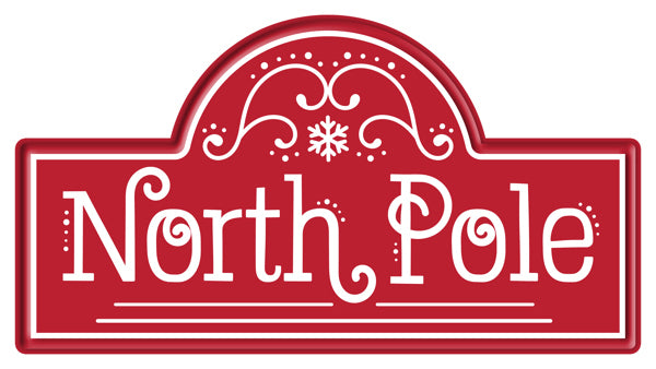 MD169030 15"L x 8"H North Pole Street Sign Red/White