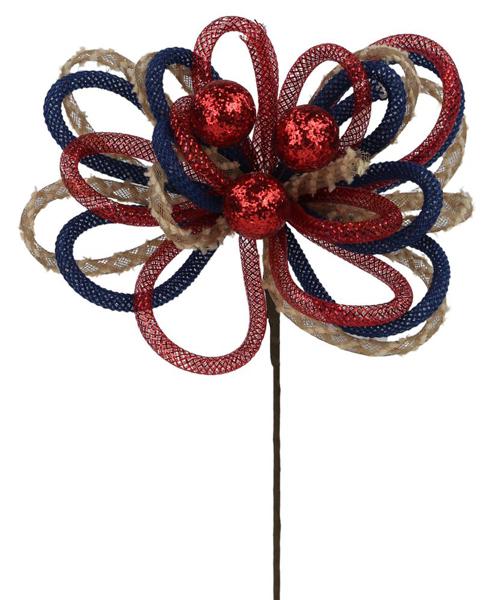 HJ9024 12"L Glitter Ball Tubing Pick Red/Natural/Navy